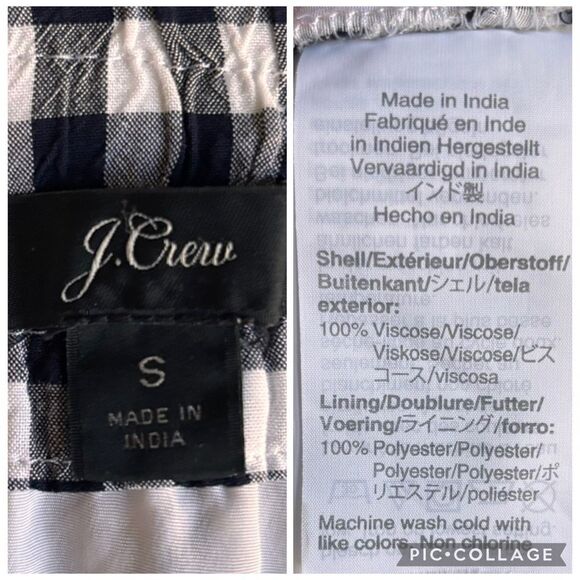 J. Crew Black White Gingham High Low Skirt Ruffle Hem Midi Pocket Lined Elastic - Picture 8 of 8